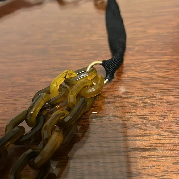 J Crew Tortoise Black Grosgrain Ribbon Necklace - Picture 4 of 8